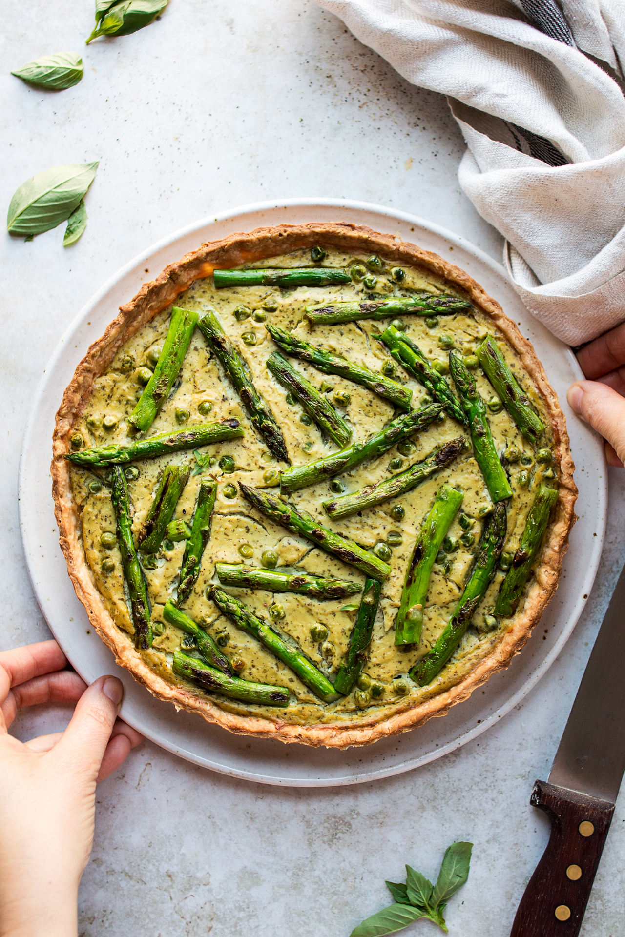 vegan quiche asparagus plate