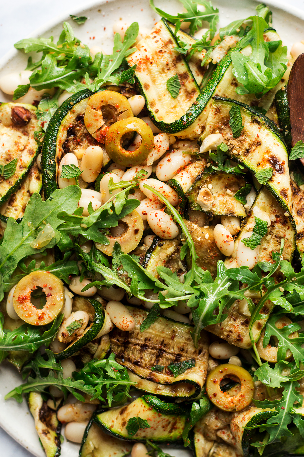 grilled zucchini salad close up