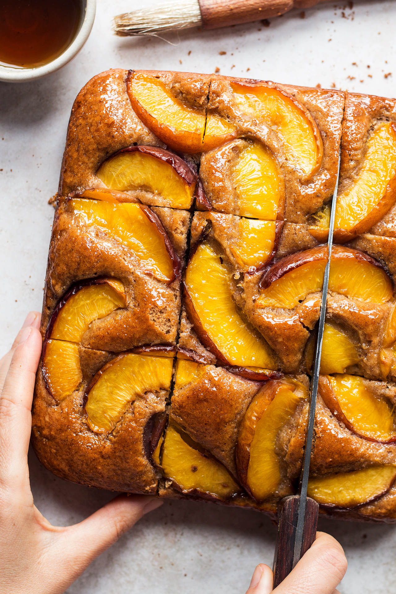 vegan almond cake nectarines