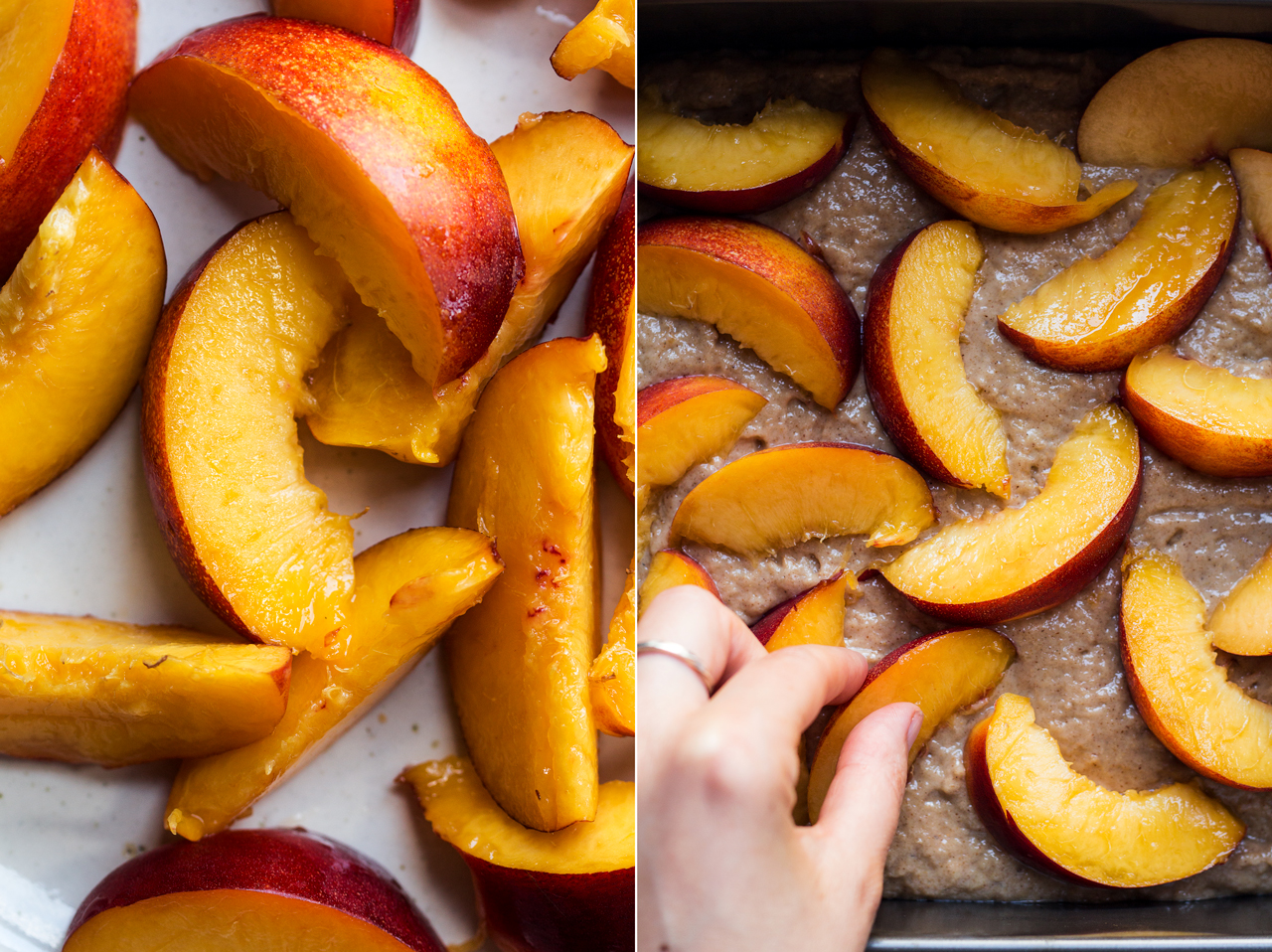 vegan almond cake nectarines