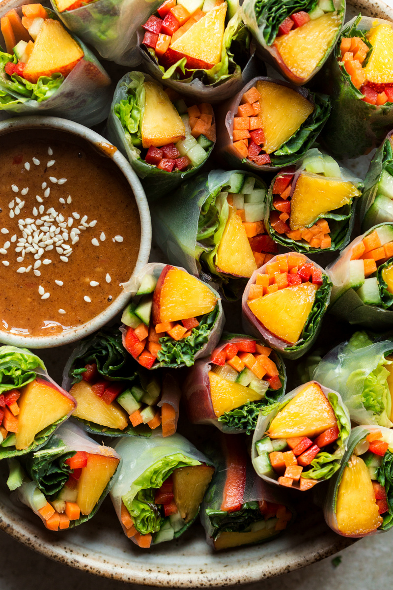 vegan summer rolls close up