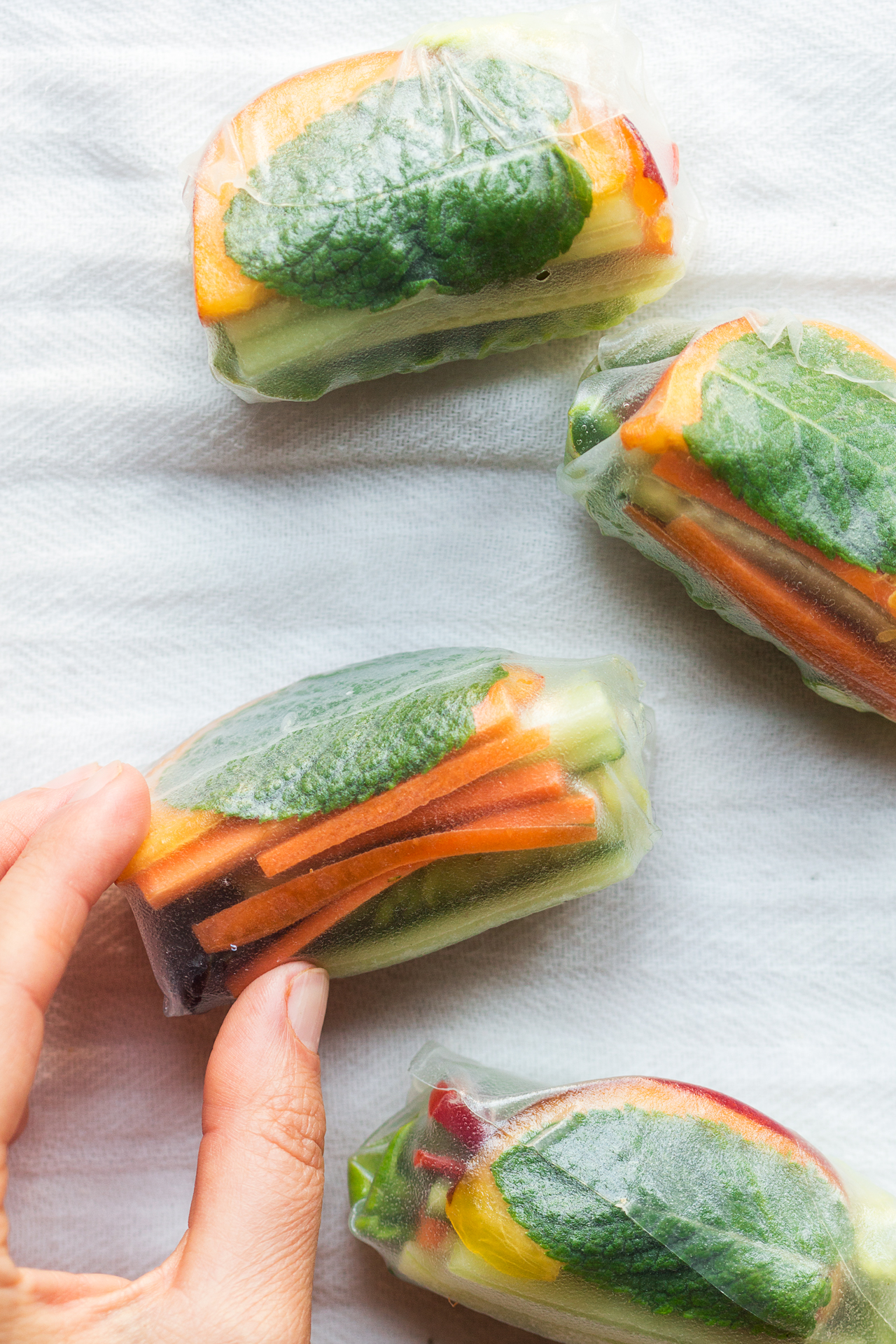 vegan summer rolls rolled up