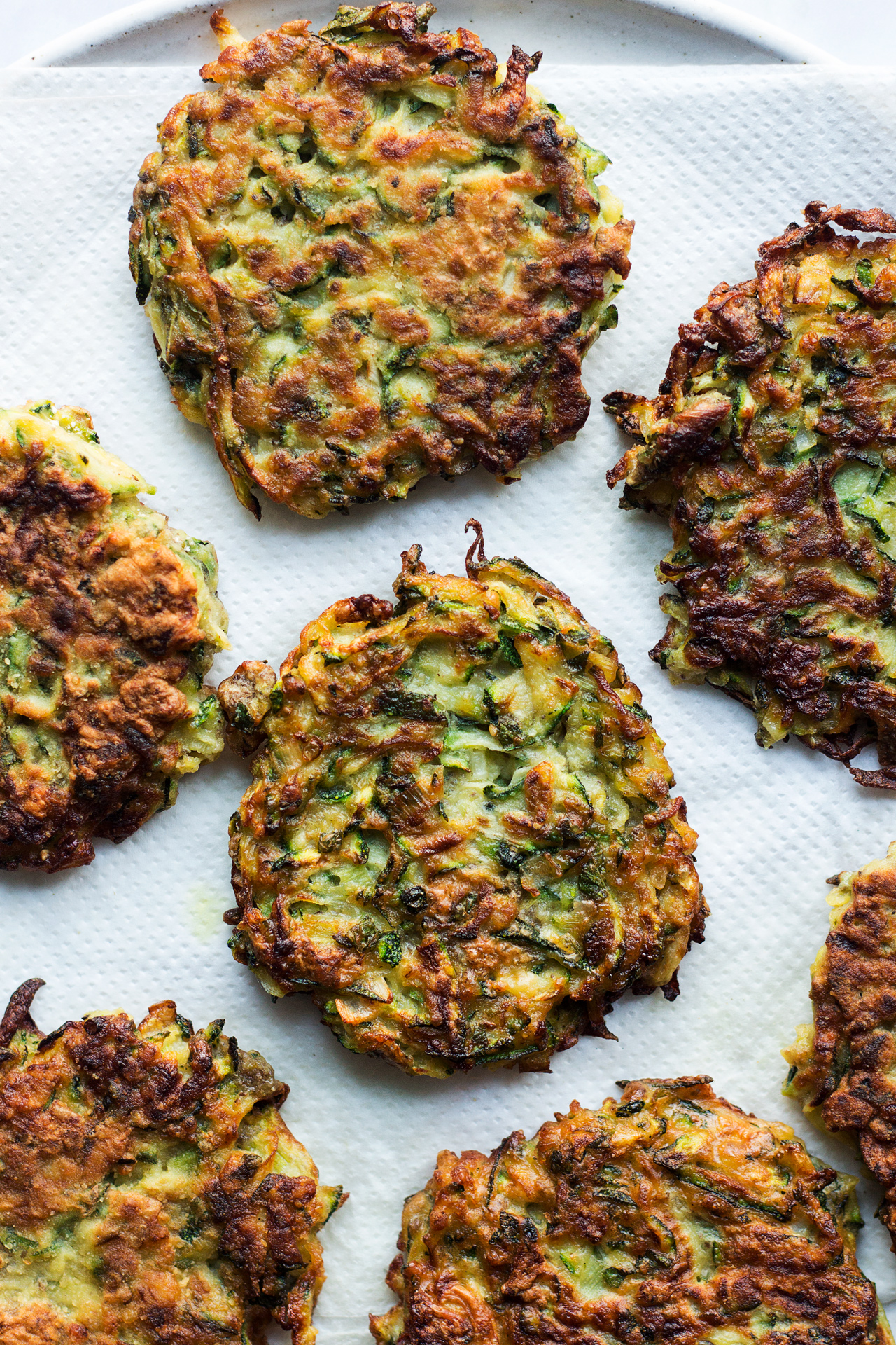 vegan courgette fritters drained