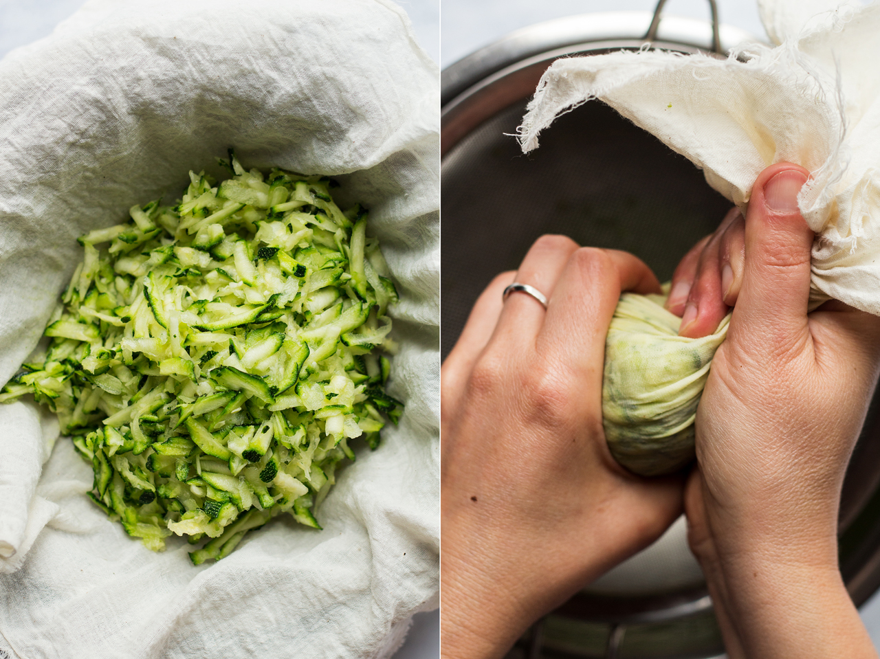 vegan courgette fritters process