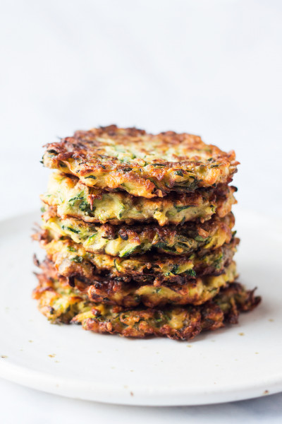 vegan zucchini fritters stack