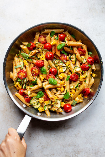 miso corn pasta pan