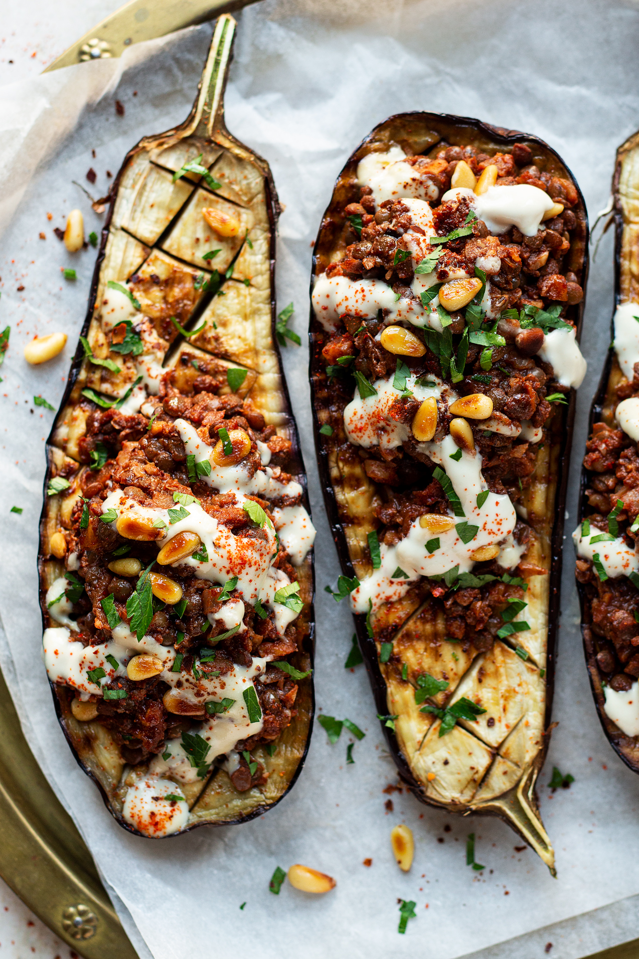 vegan mince stuffed eggplants macro