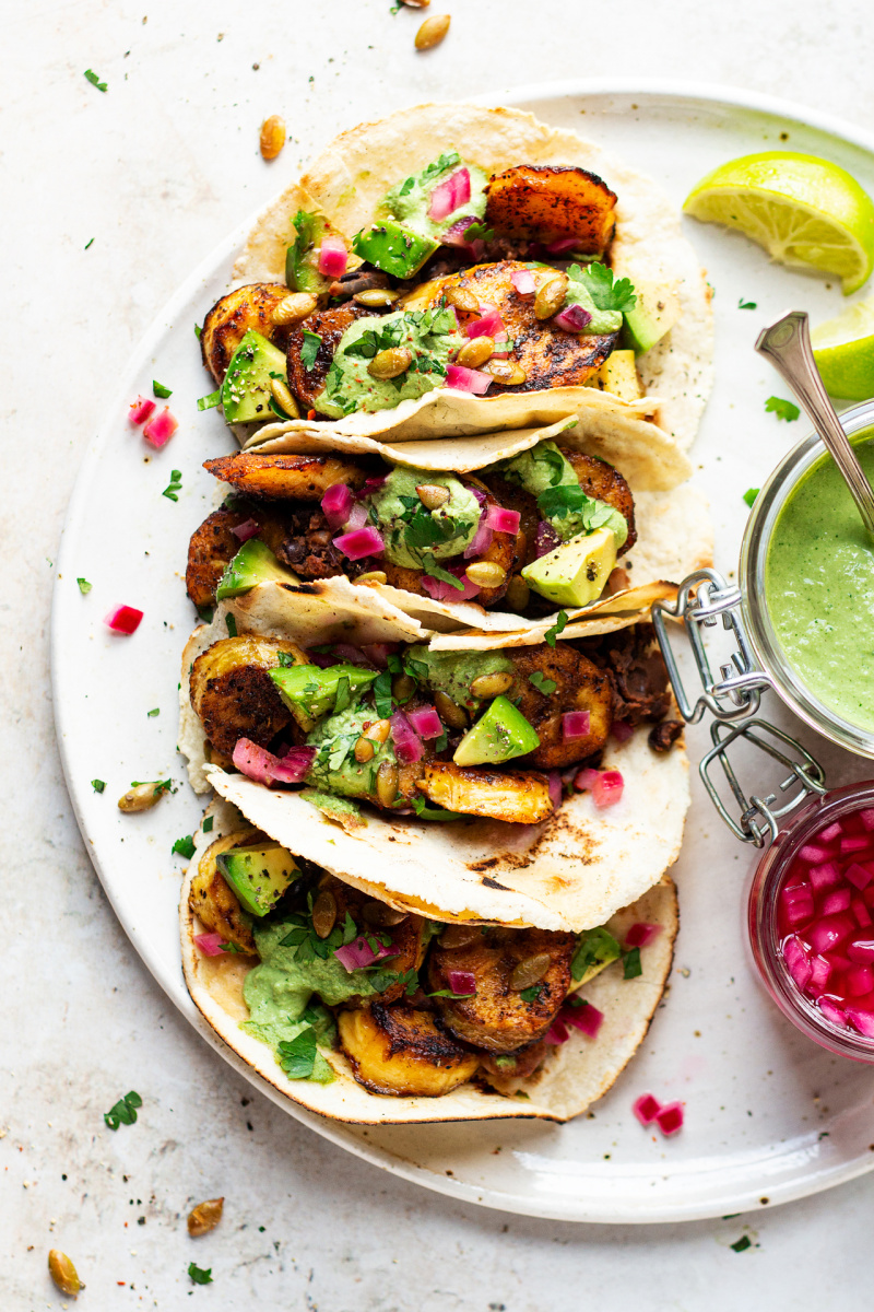 Vegan Tacos With Fried Plantain Lazy Cat Kitchen