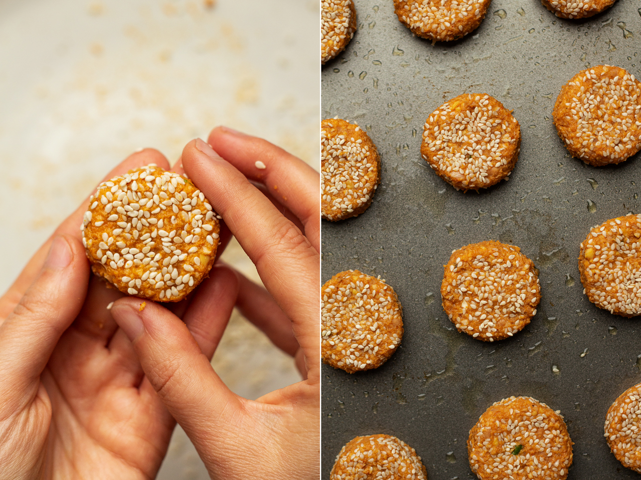 baked pumpkin falafels making