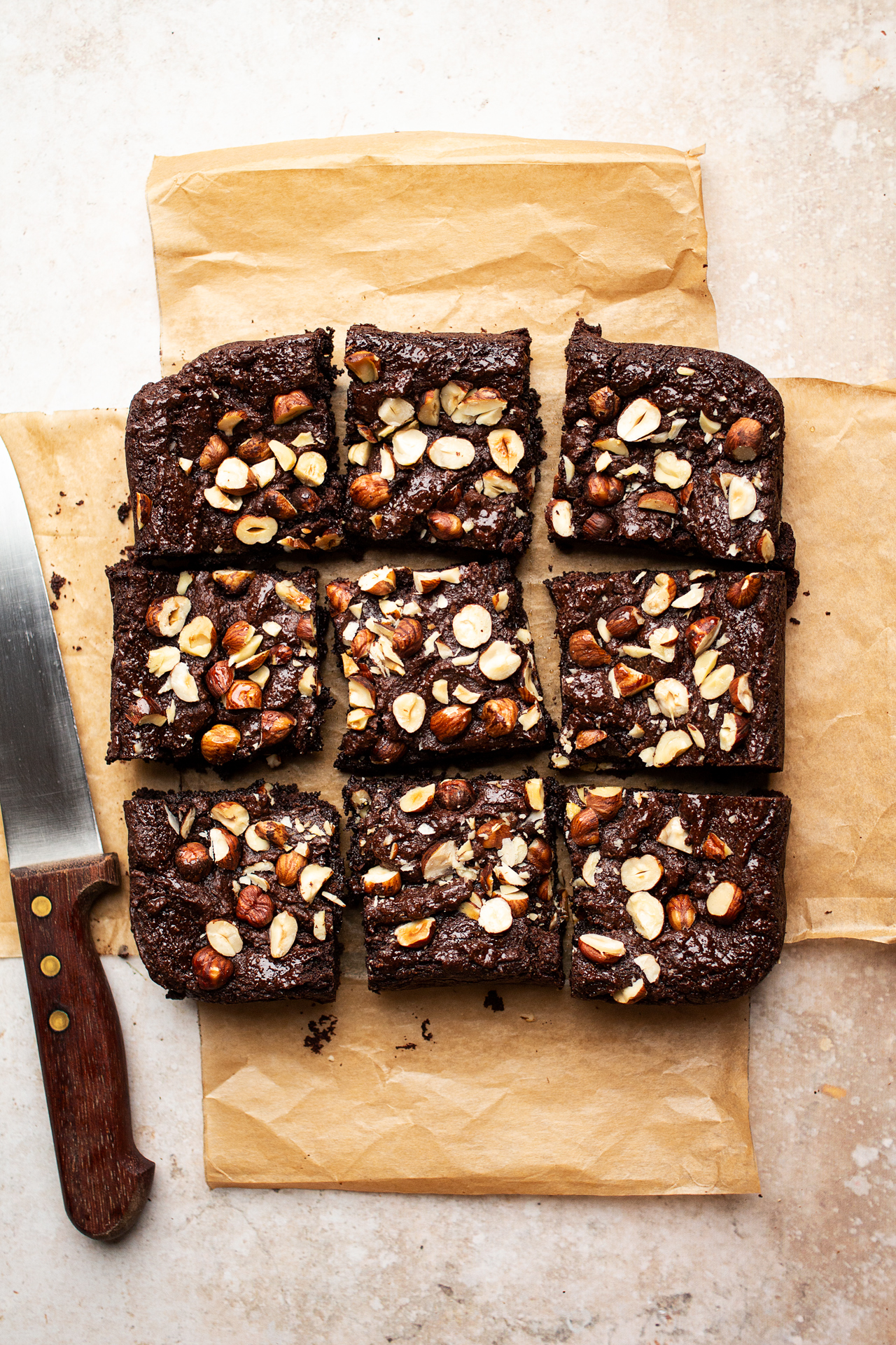 flourless vegan brownies cut