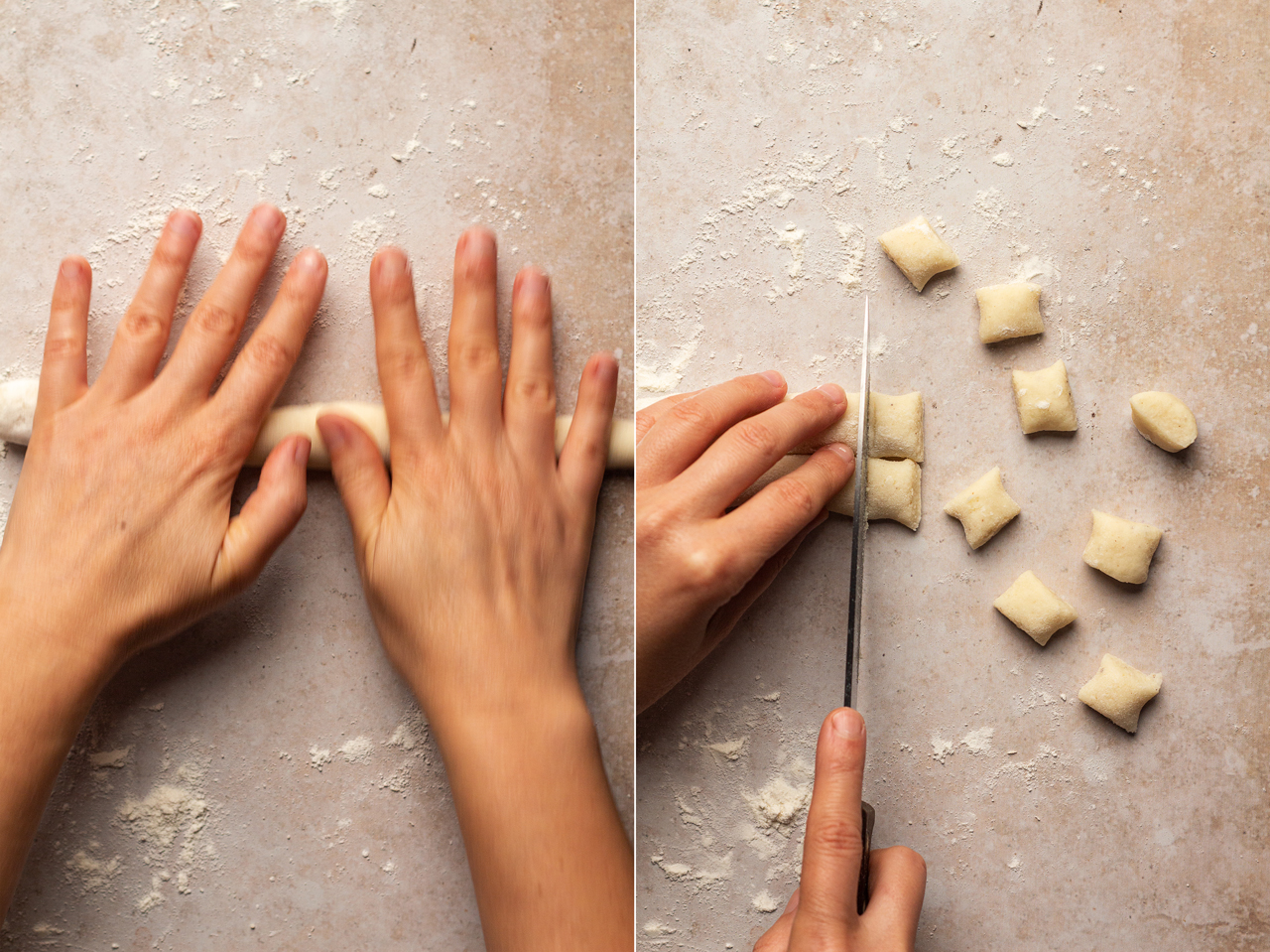 vegan gnocchi rolling