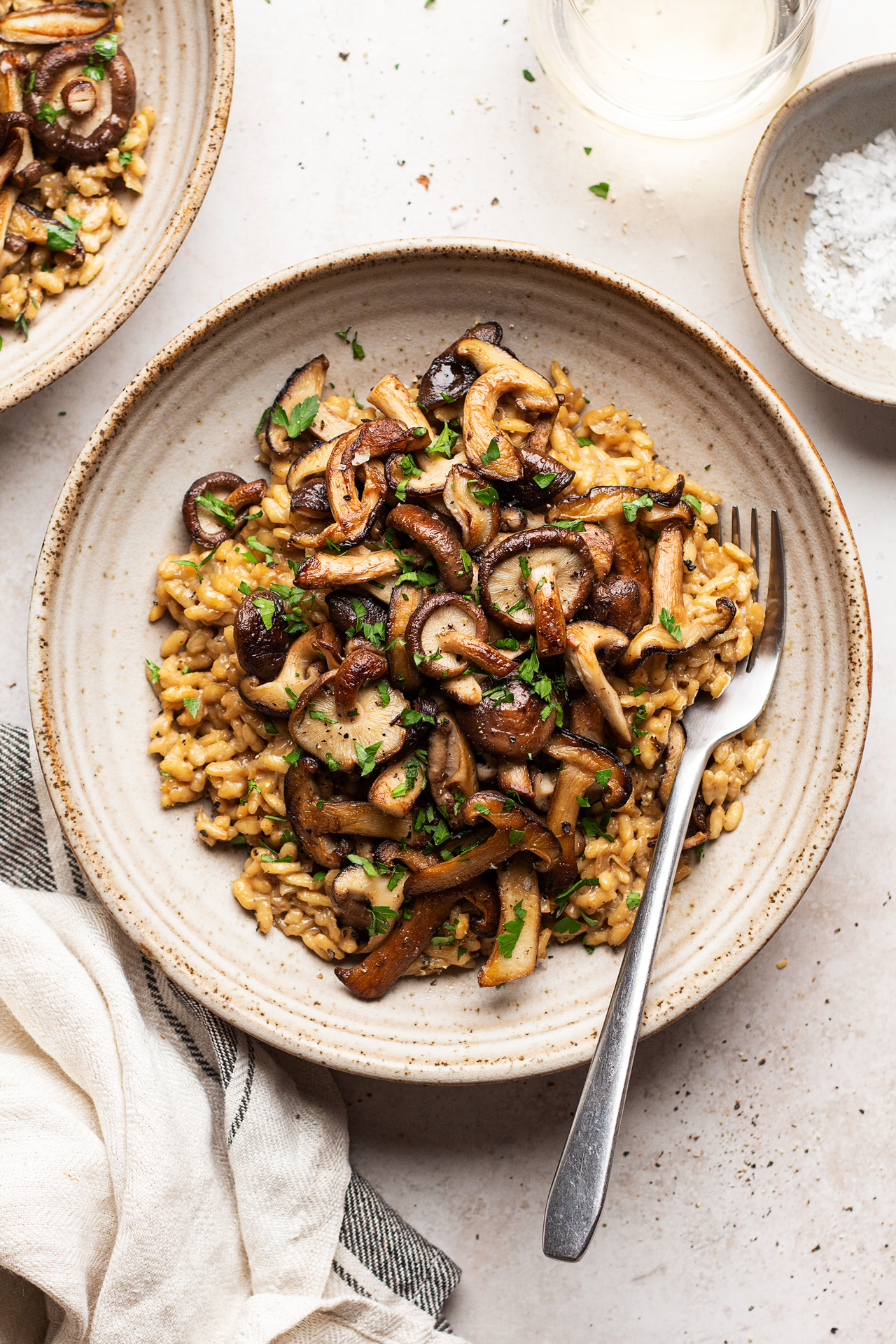 vegan mushroom risotto meal