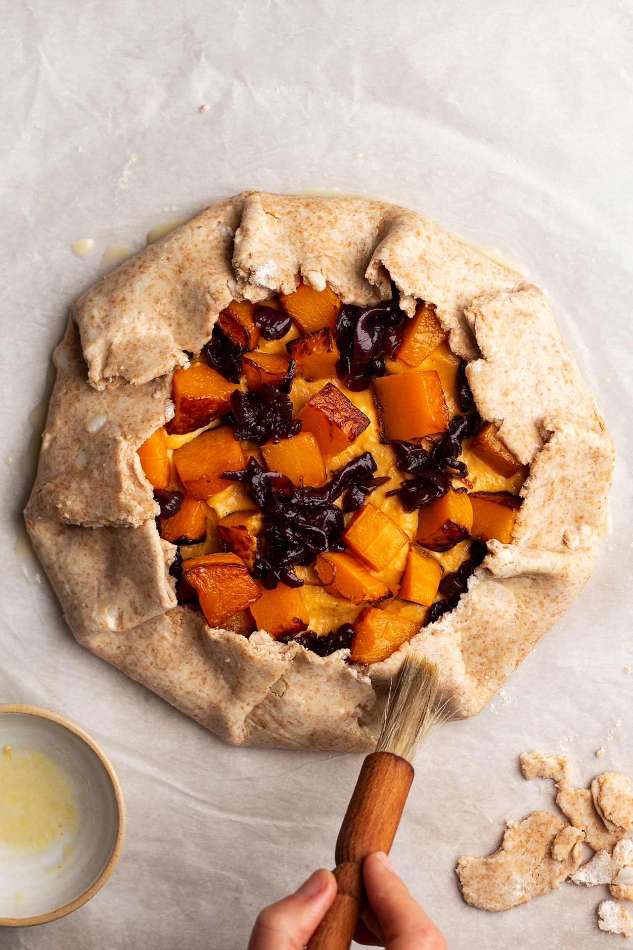 vegan pumpkin galette eggwash