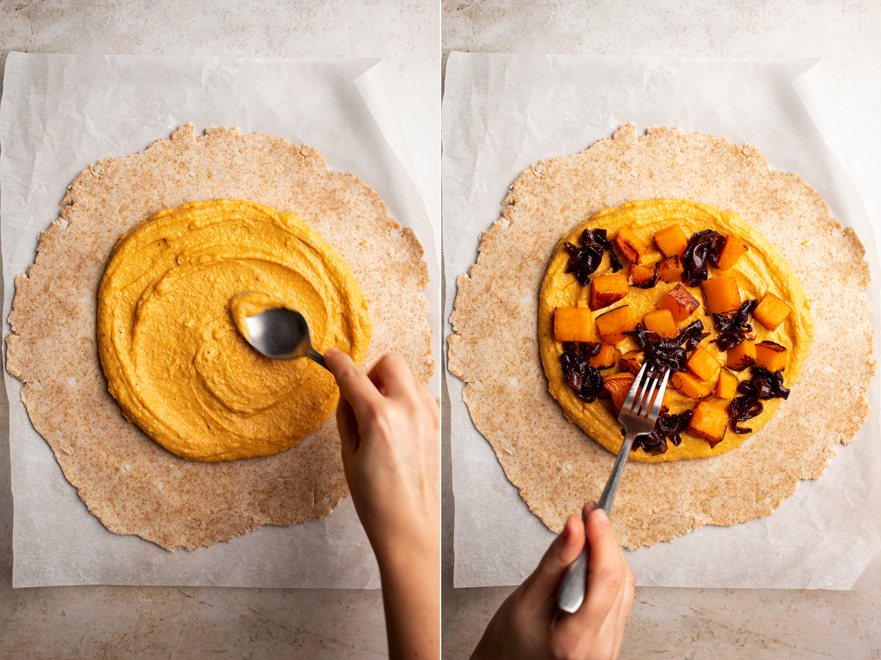 vegan pumpkin galette process