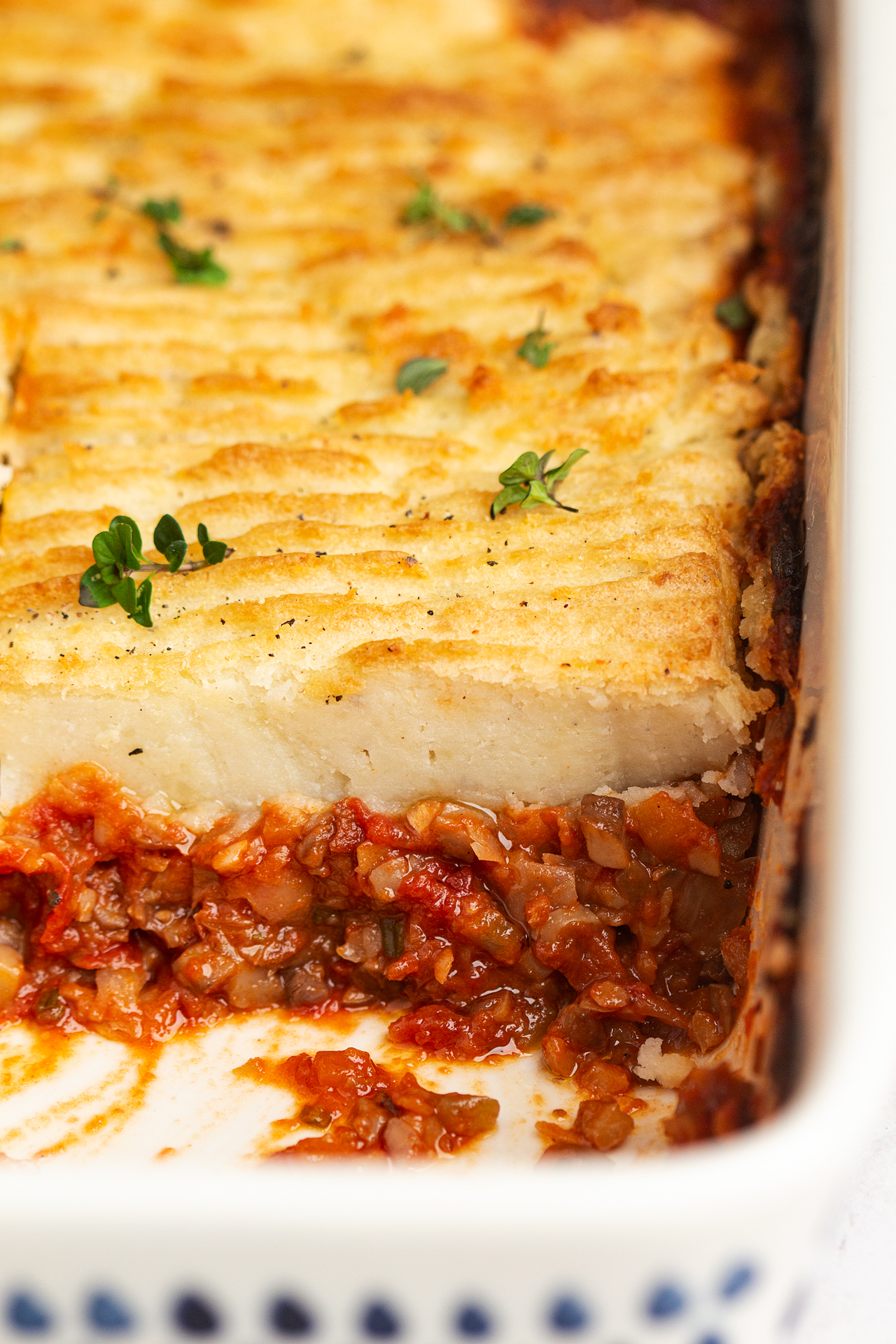 vegan shepherds pie close up