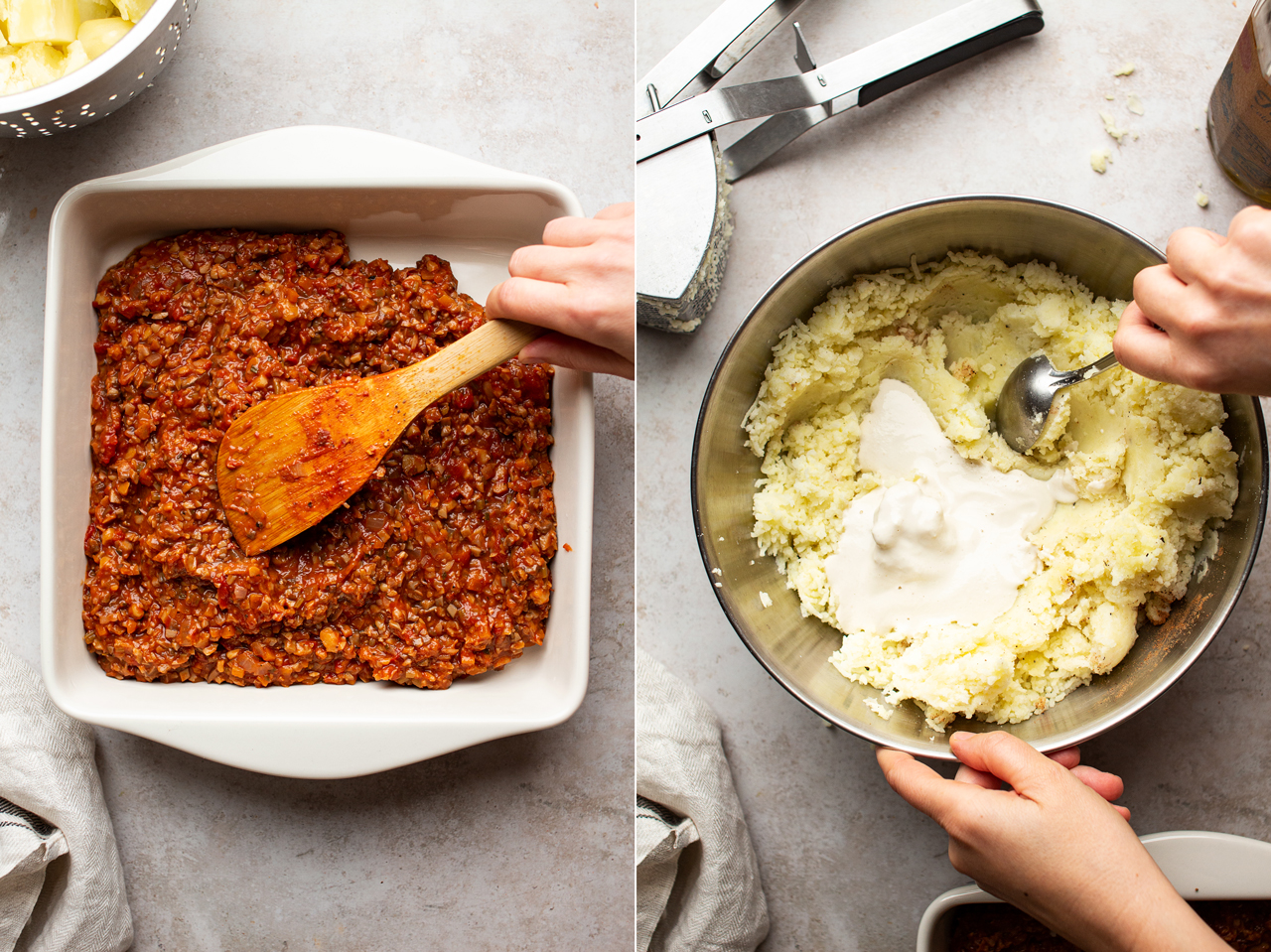 vegan shepherds pie proccess