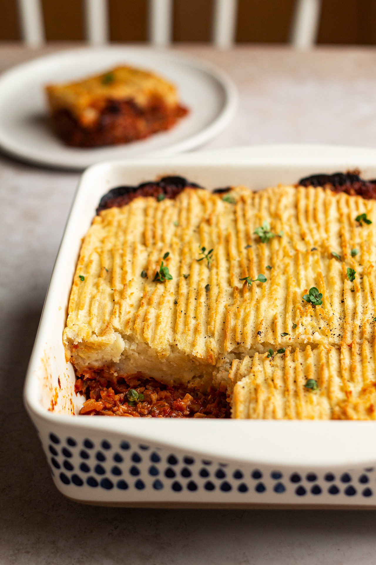 vegan shepherds pie table