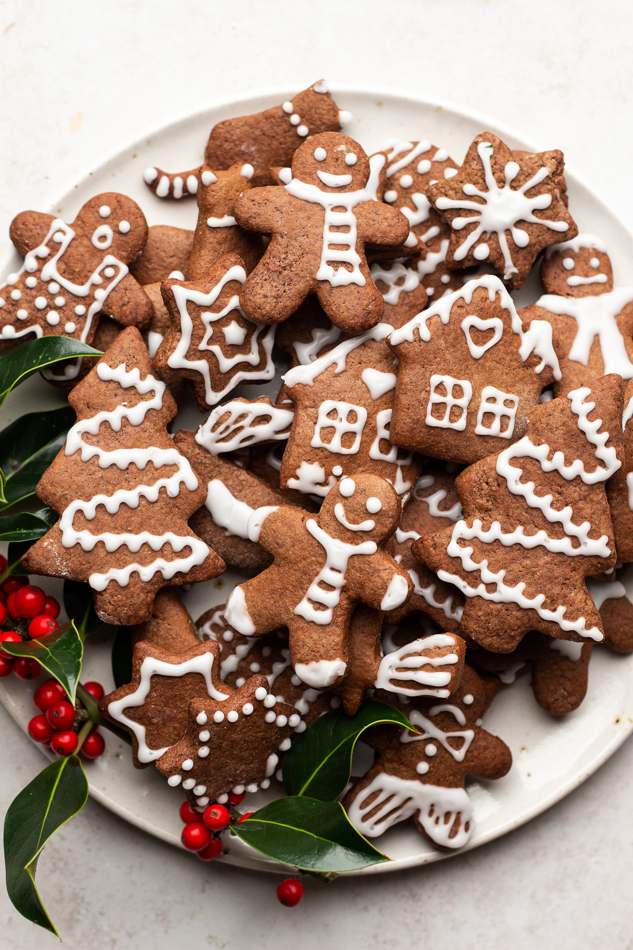 Soft vegan gingerbread cookies plate