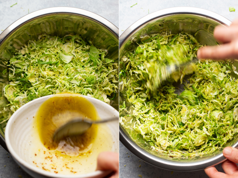 brussels sprout slaw making