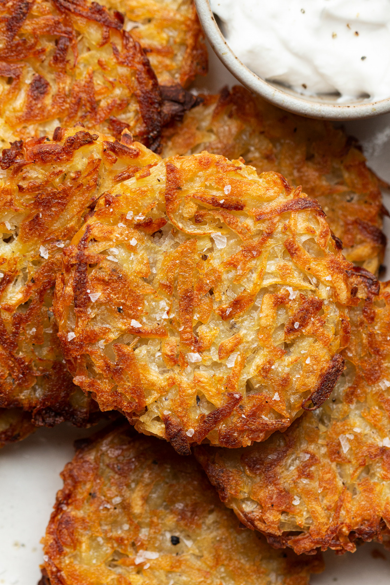 baked vegan hash browns close up