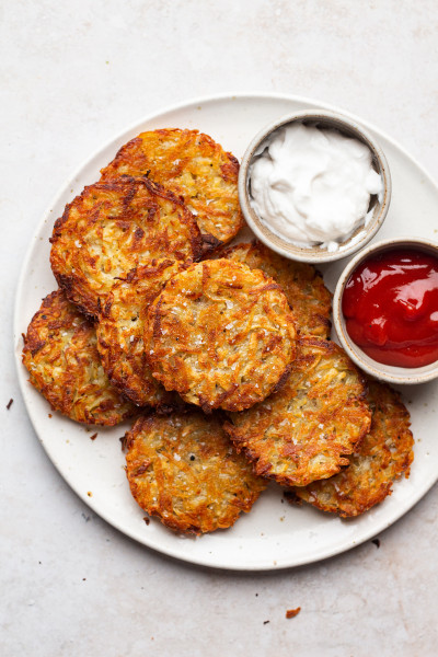 baked vegan hash browns plate