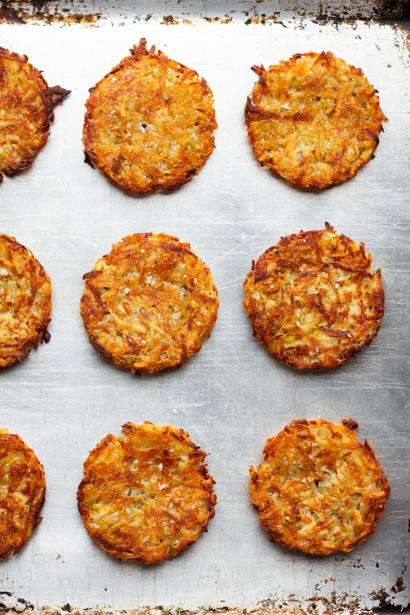 baked vegan hash browns tray