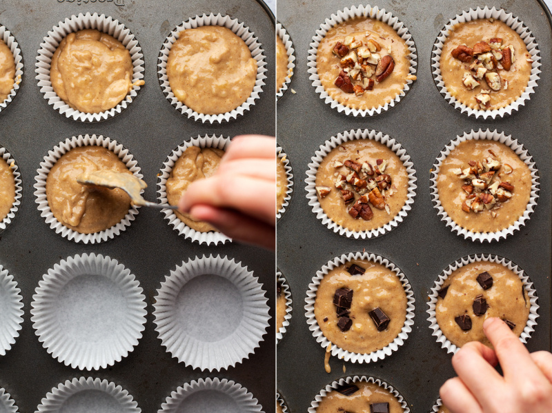 oilfree peanut butter banana muffins batter