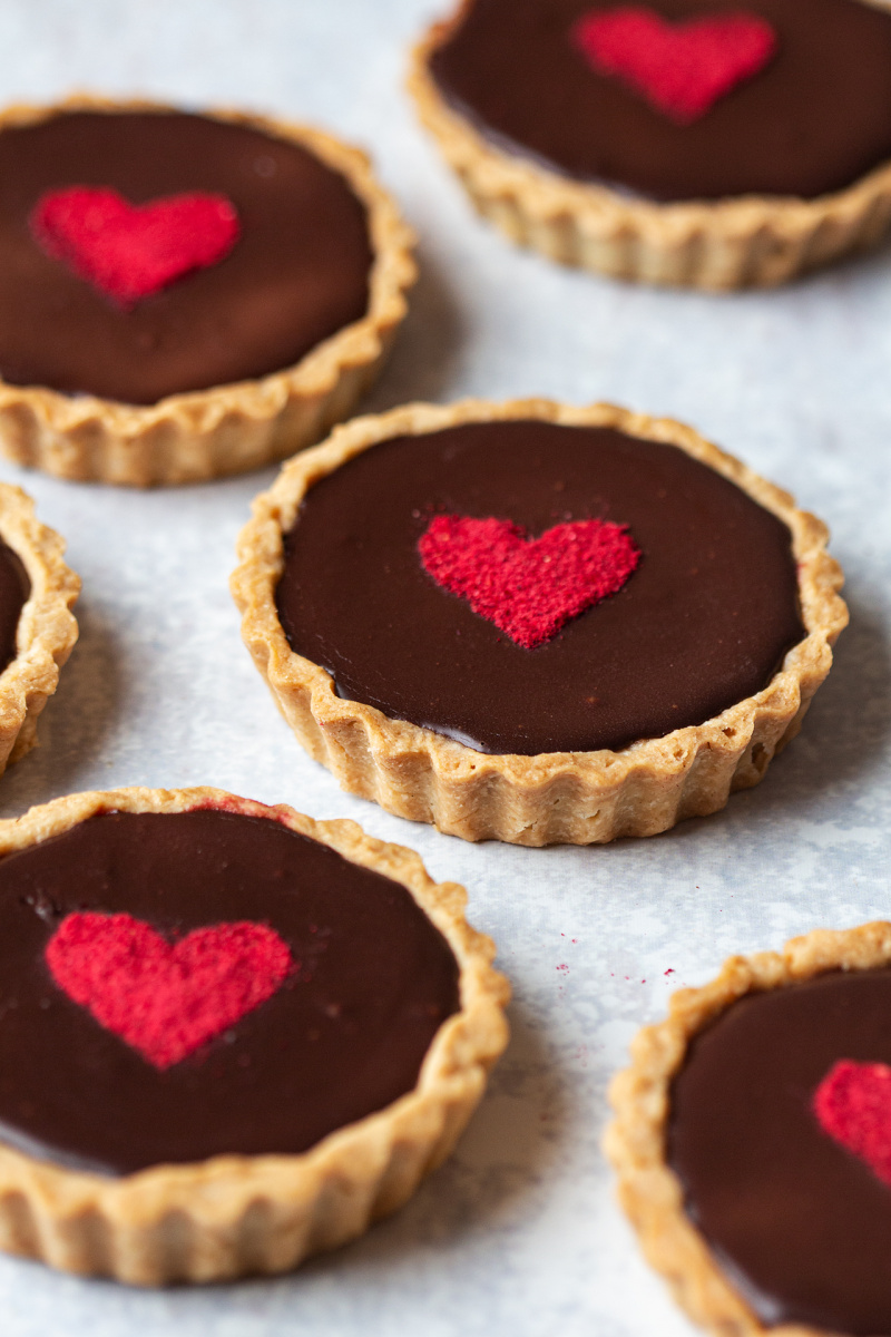 chocolate raspberry tarts side