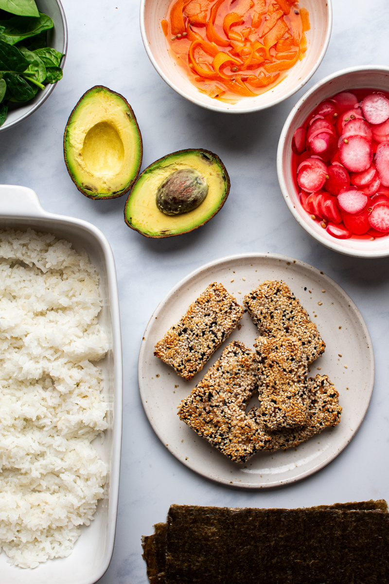 sesame tofu onigirazu ingredients