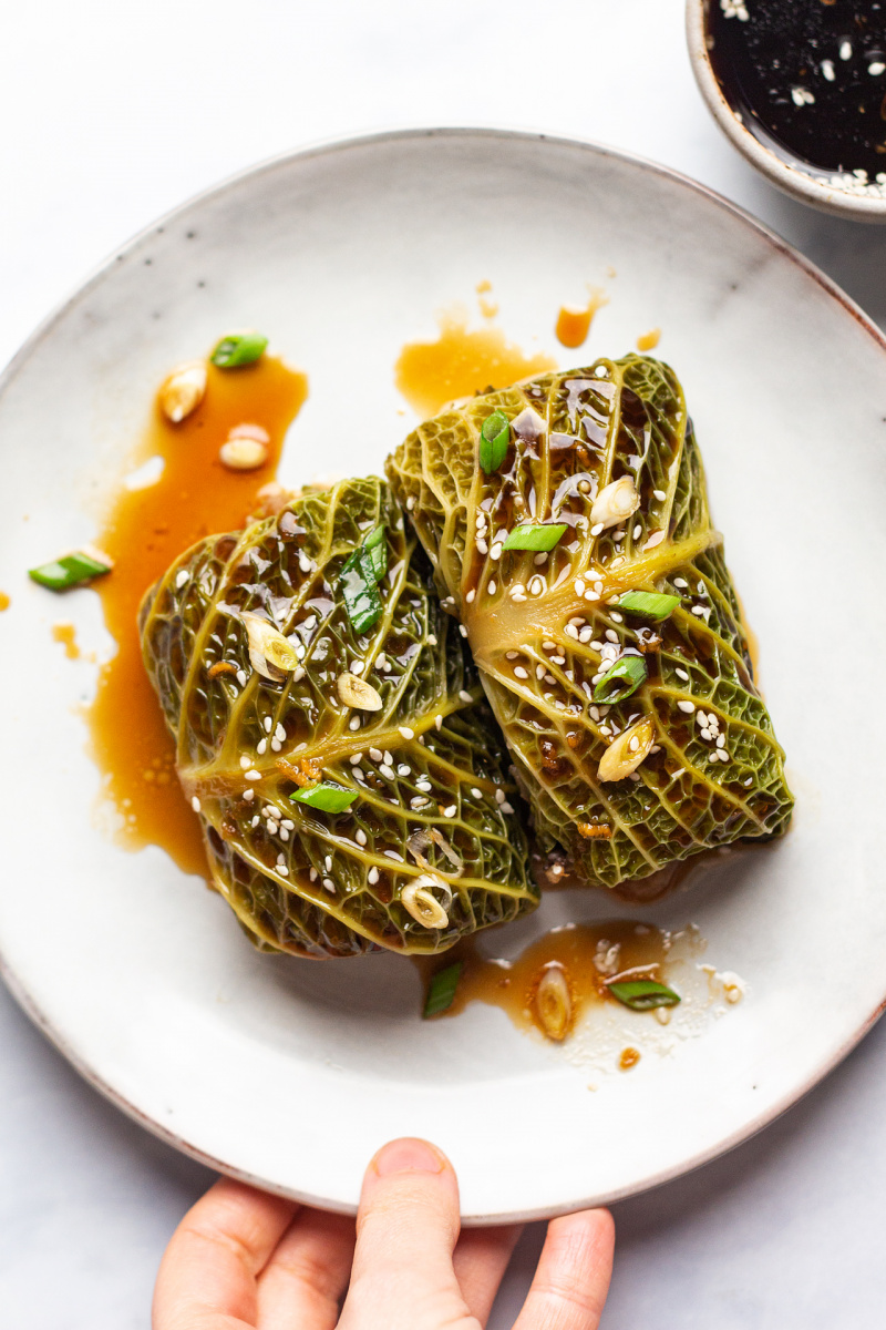 vegan cabbage rolls plate