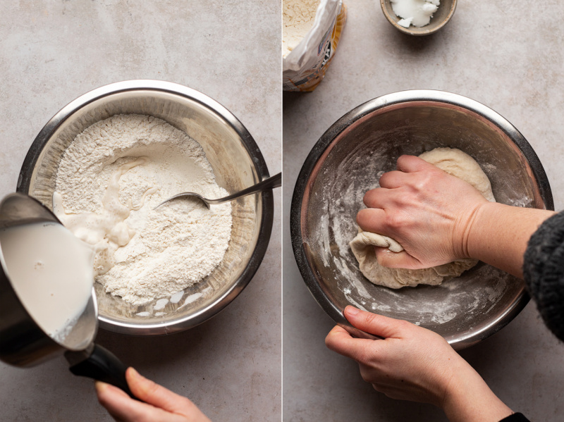 vegan polish sweet cheese rolls kneading