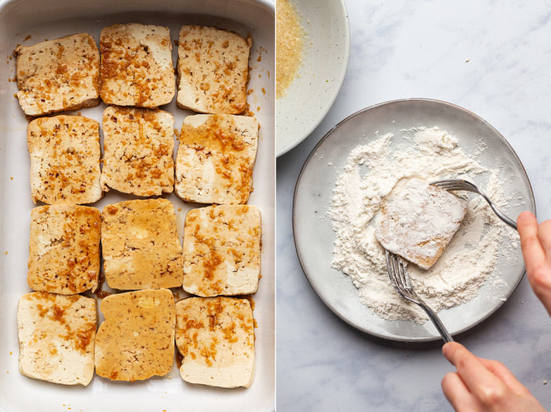 vegan sesame encrusted tofu steaks process