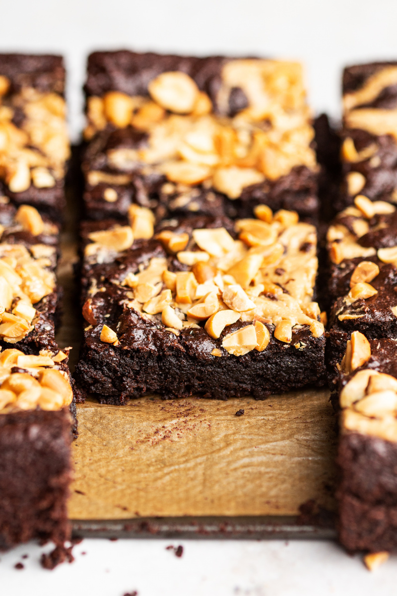 vegan peanut butter brownies cross section