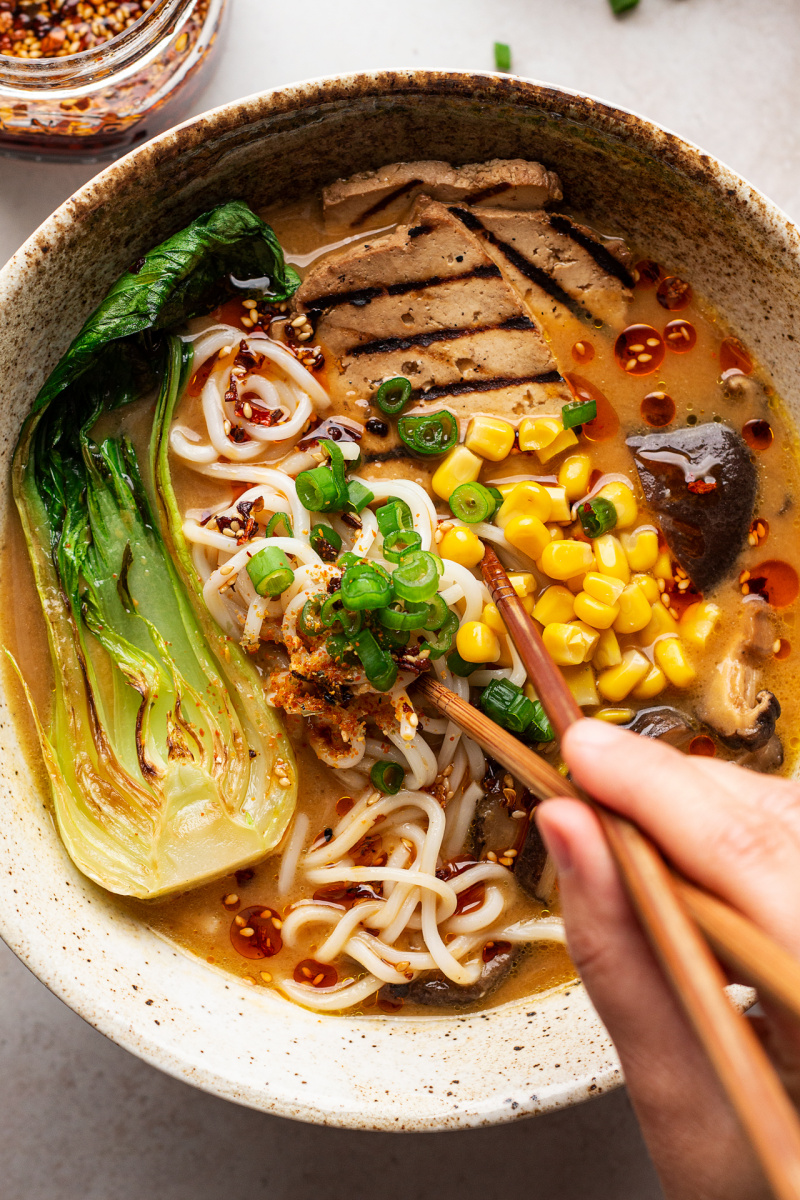 vegan ramen close up