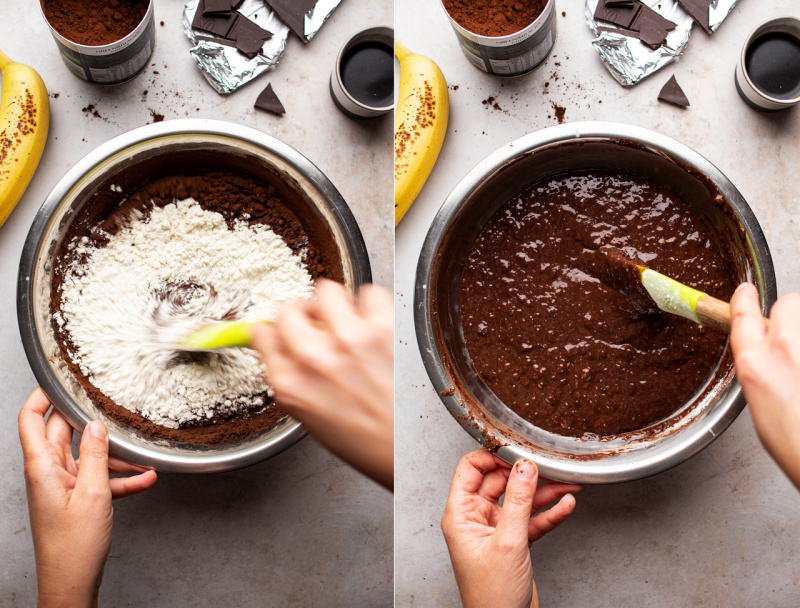 vegan chocolate banana bread batter