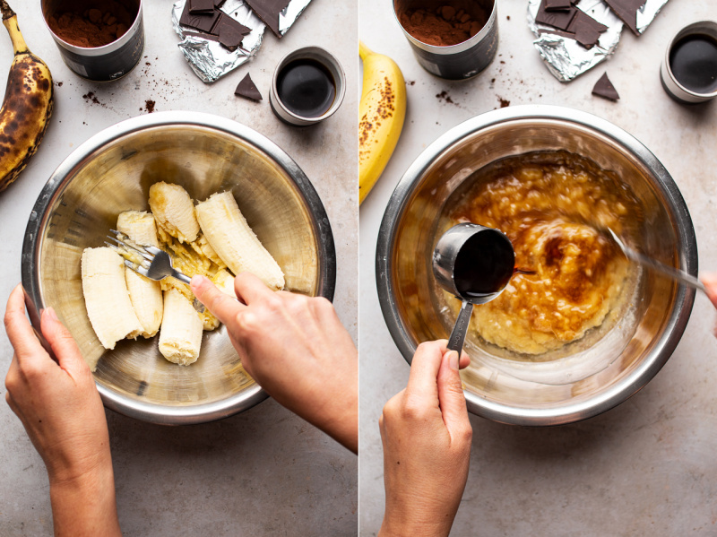 vegan chocolate banana bread wet ingredients