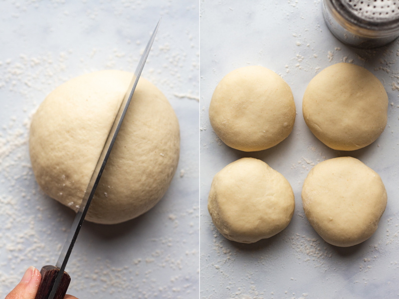 vegan spinach feta gozleme proofed dough