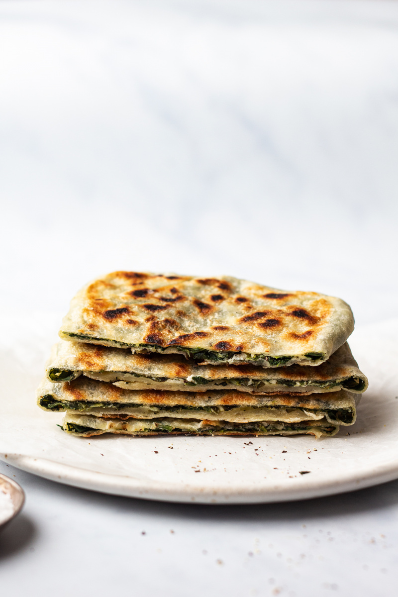 vegan spinach feta gozleme side