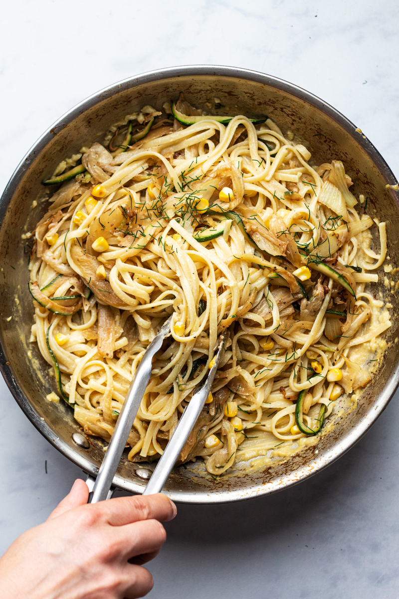 fennel pasta miso sauce pan