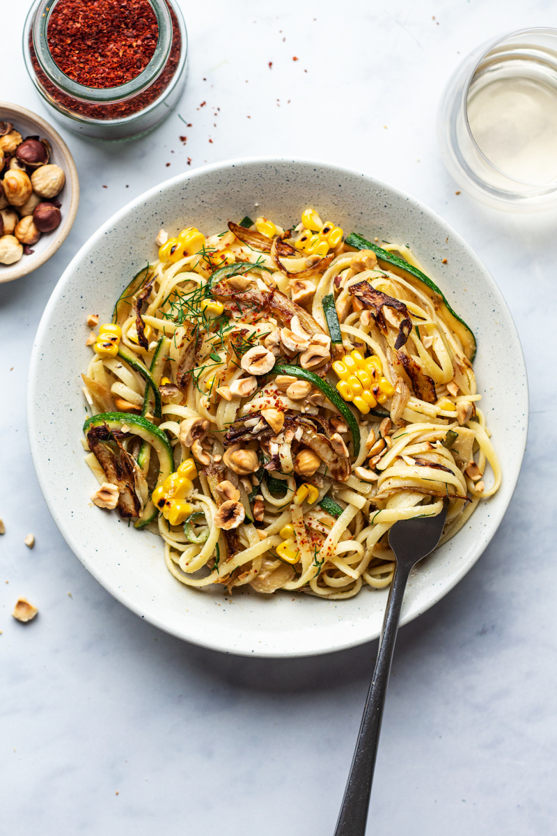 fennel pasta miso sauce plate