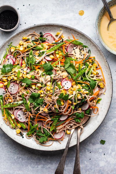 Vegan Rice Noodle Salad With Sesame Dressing Lazy Cat Kitchen