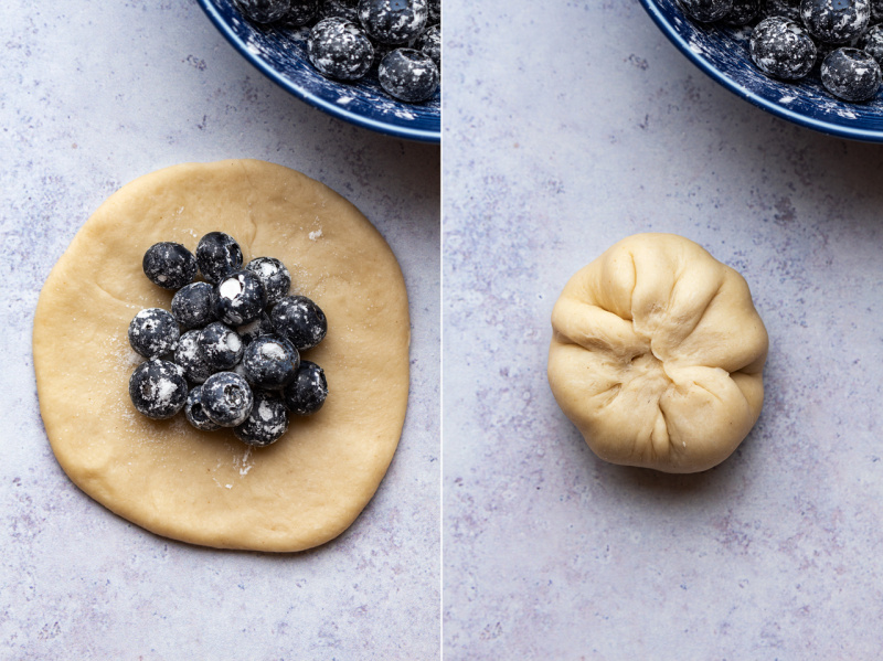 vegan jagodzianki blueberry buns making