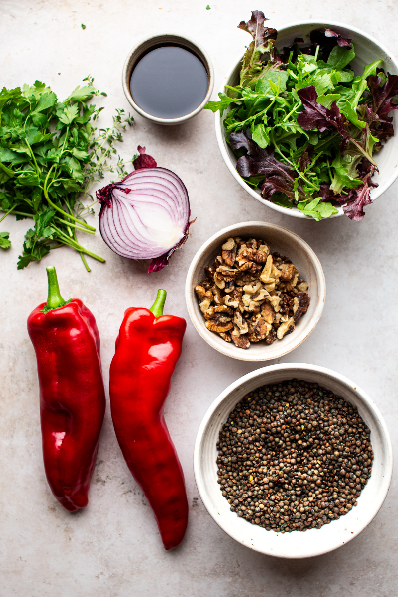 lentil roast pepper salad ingredients