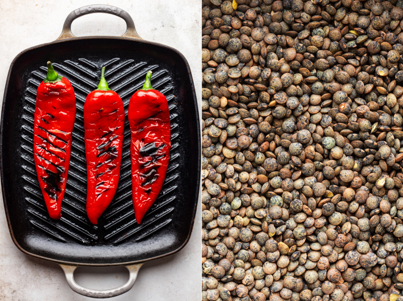 lentil roast pepper salad key ingredients