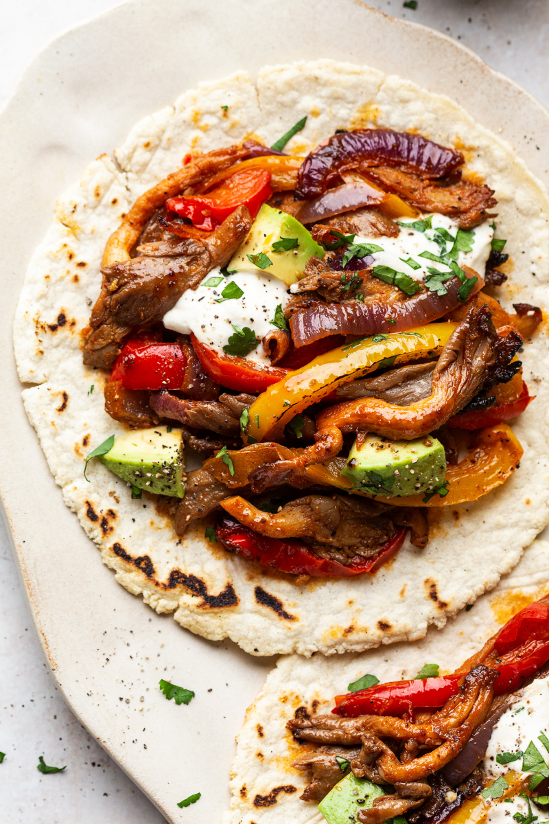 vegan fajitas close up