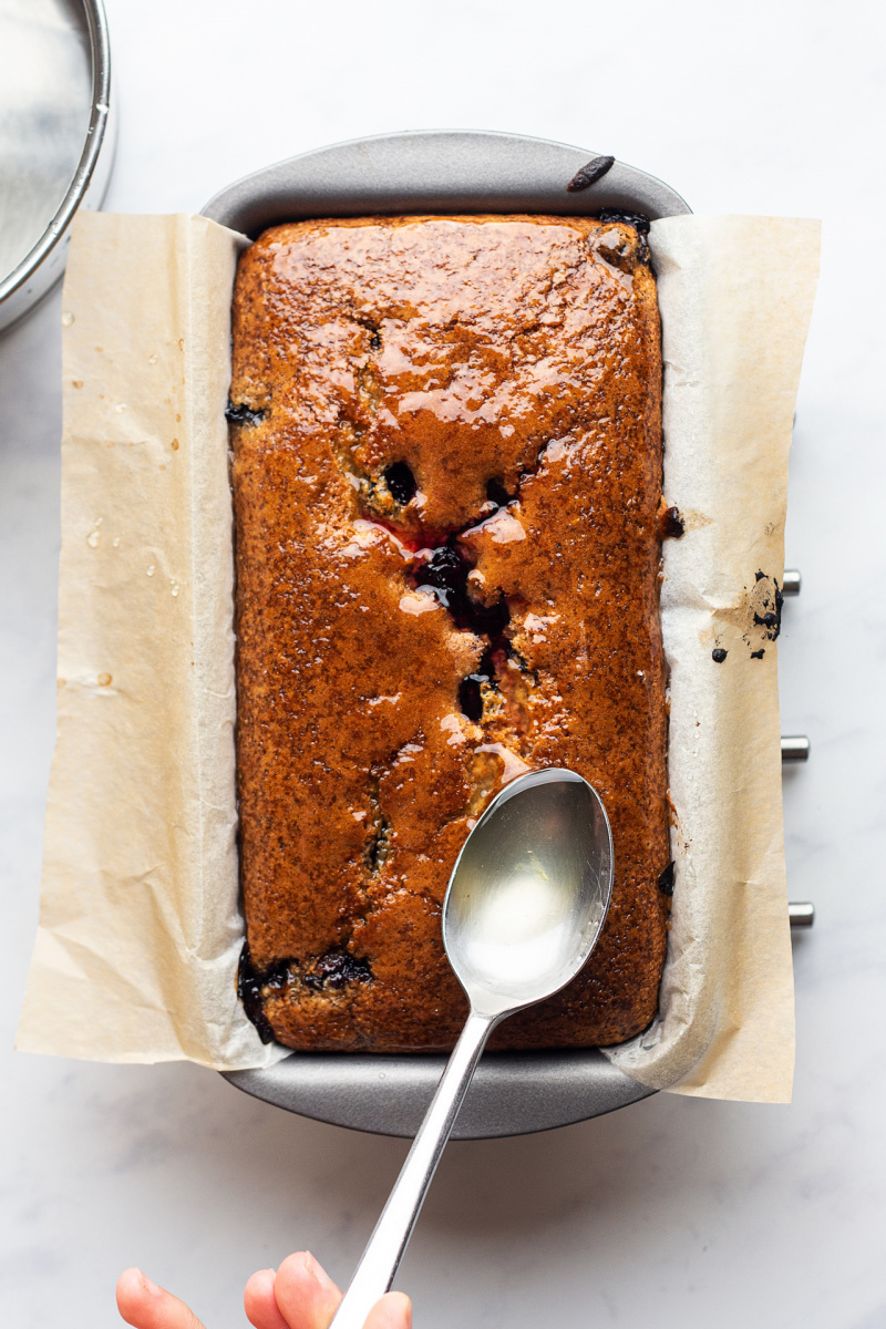 vegan lemon blueberry loaf syrup