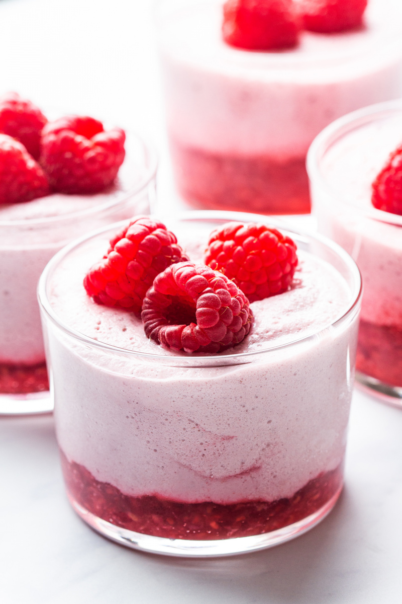 vegan raspberry mousse backlit