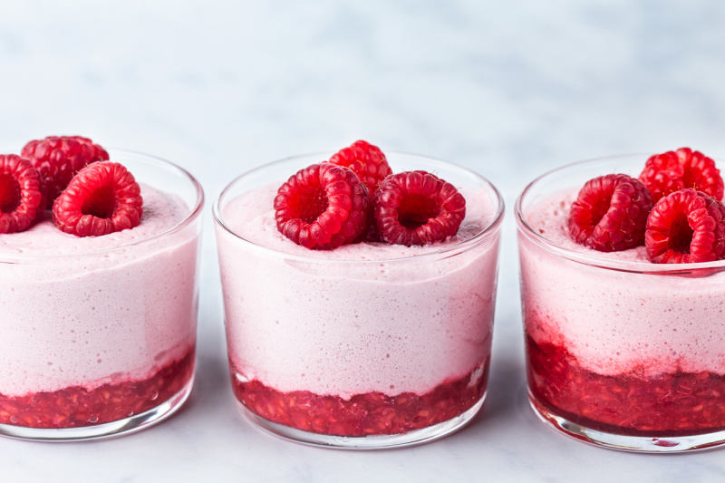 vegan raspberry mousse three