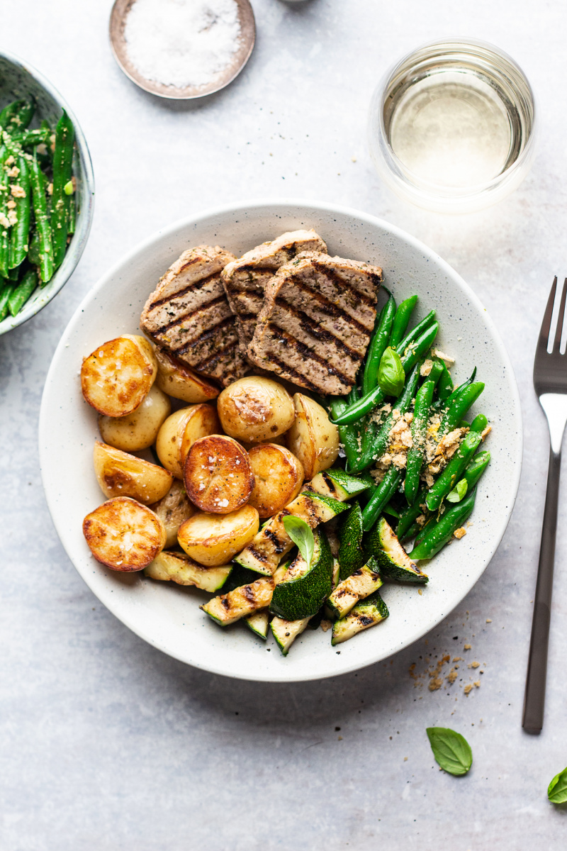 basil tofu steak dinner