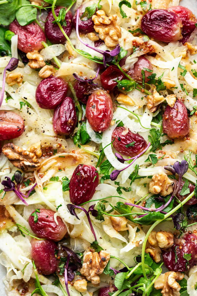 roasted grape fennel salad close up